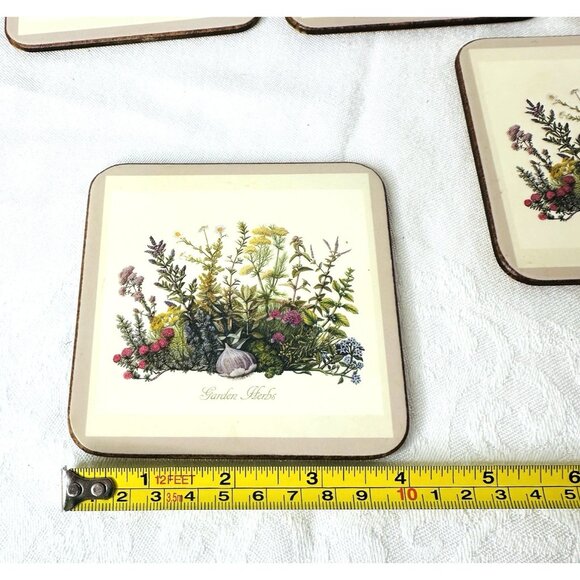 Pimpernel De Luxe Garden Herbs Coasters Set of 5 Garlic Rosemary Thyme Cork 4” - Picture 8 of 10